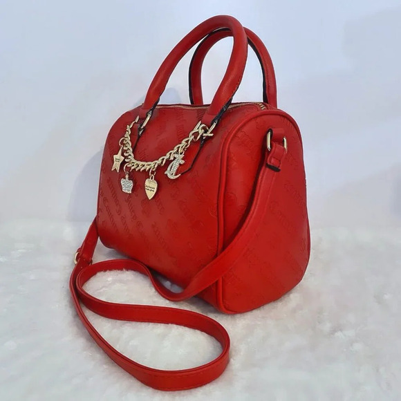 Juicy Couture Red Gothic Logo Not Your Babe Satchel Bag Purse New - Picture 8 of 12